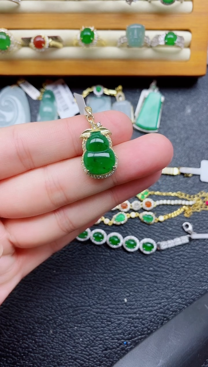 银S925镶嵌戒指翡翠1