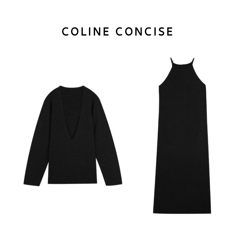 COLINE CONCISE极简100%羊毛宽松针织两件套