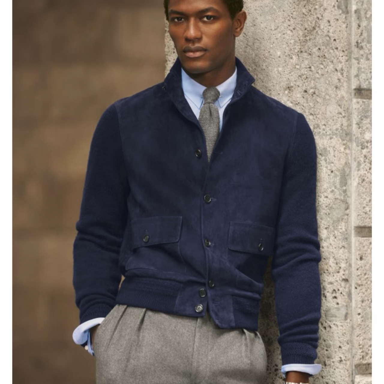 欧美轻奢混种山羊皮反绒真皮皮衣