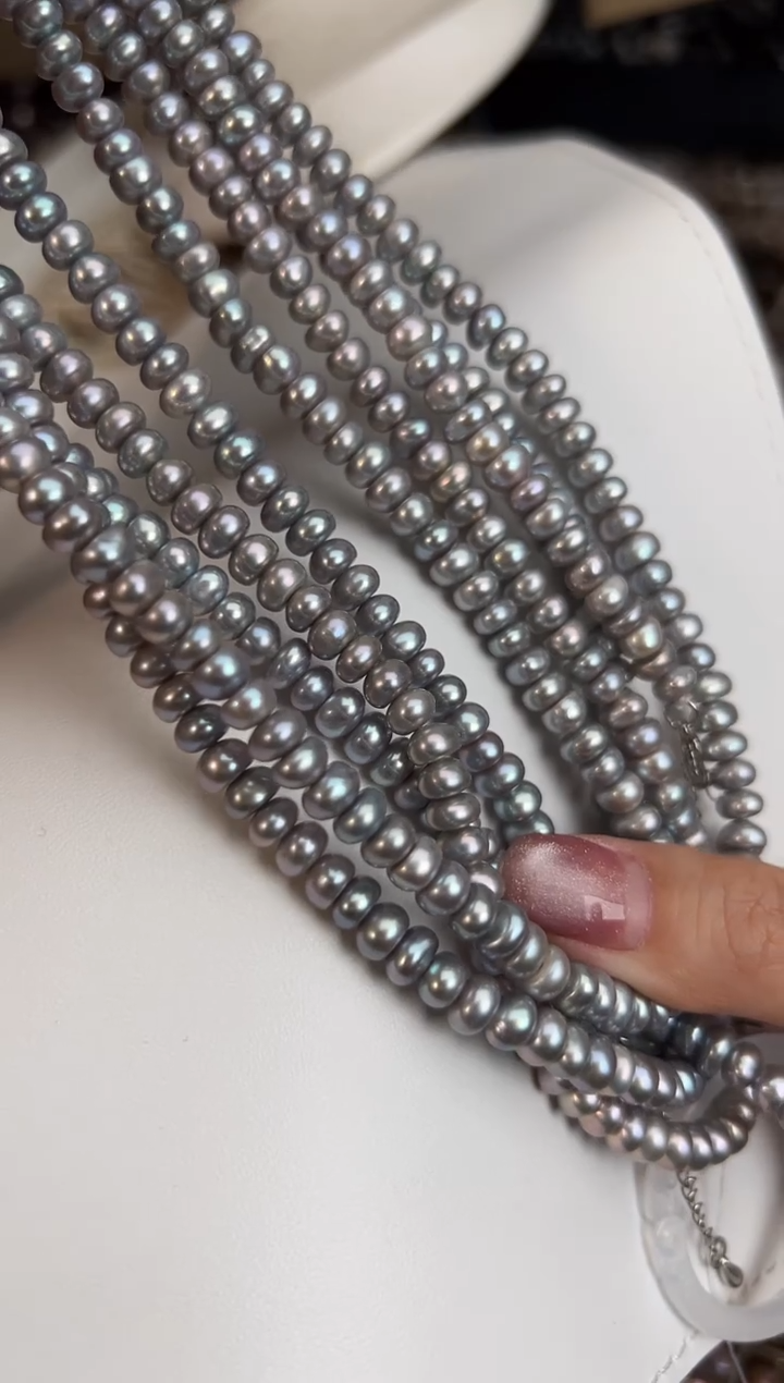 未镶嵌福利淡水珍珠无核*强光珍珠项链（灰色）多样性发一6mm左右