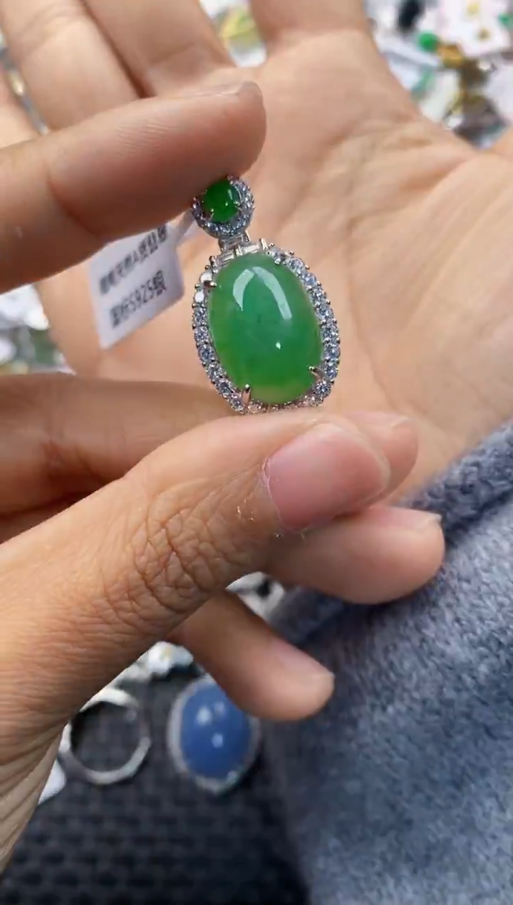 银S925镶嵌戒指翡翠555     3