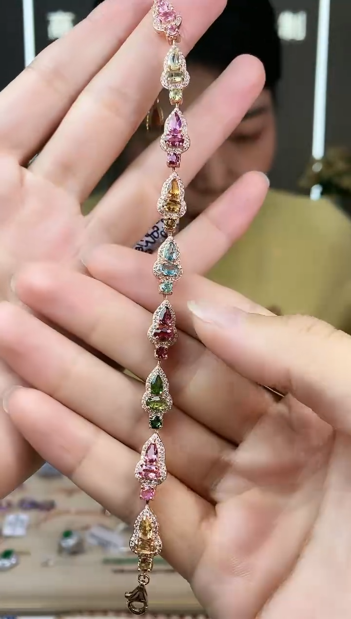 【闪购商品】碧玺手链银S925镶嵌手链