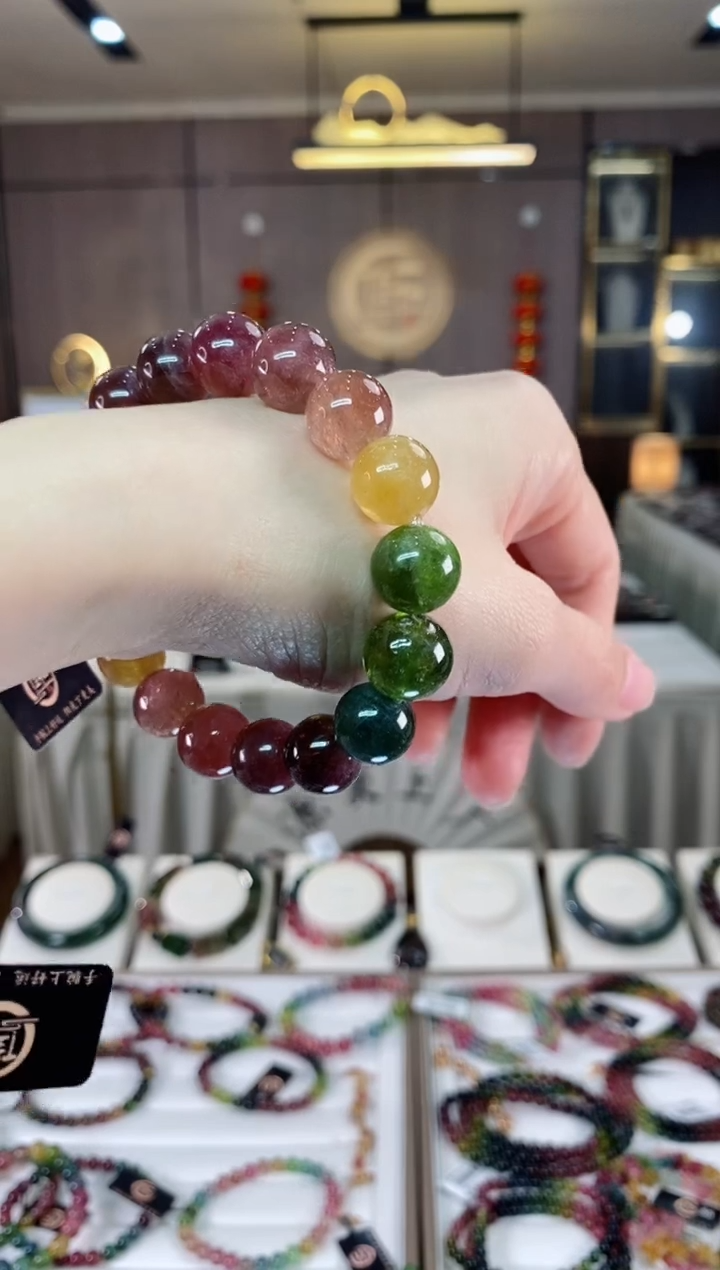 【闪购商品】碧玺单圈手串12mm+未镶嵌一物一证dan