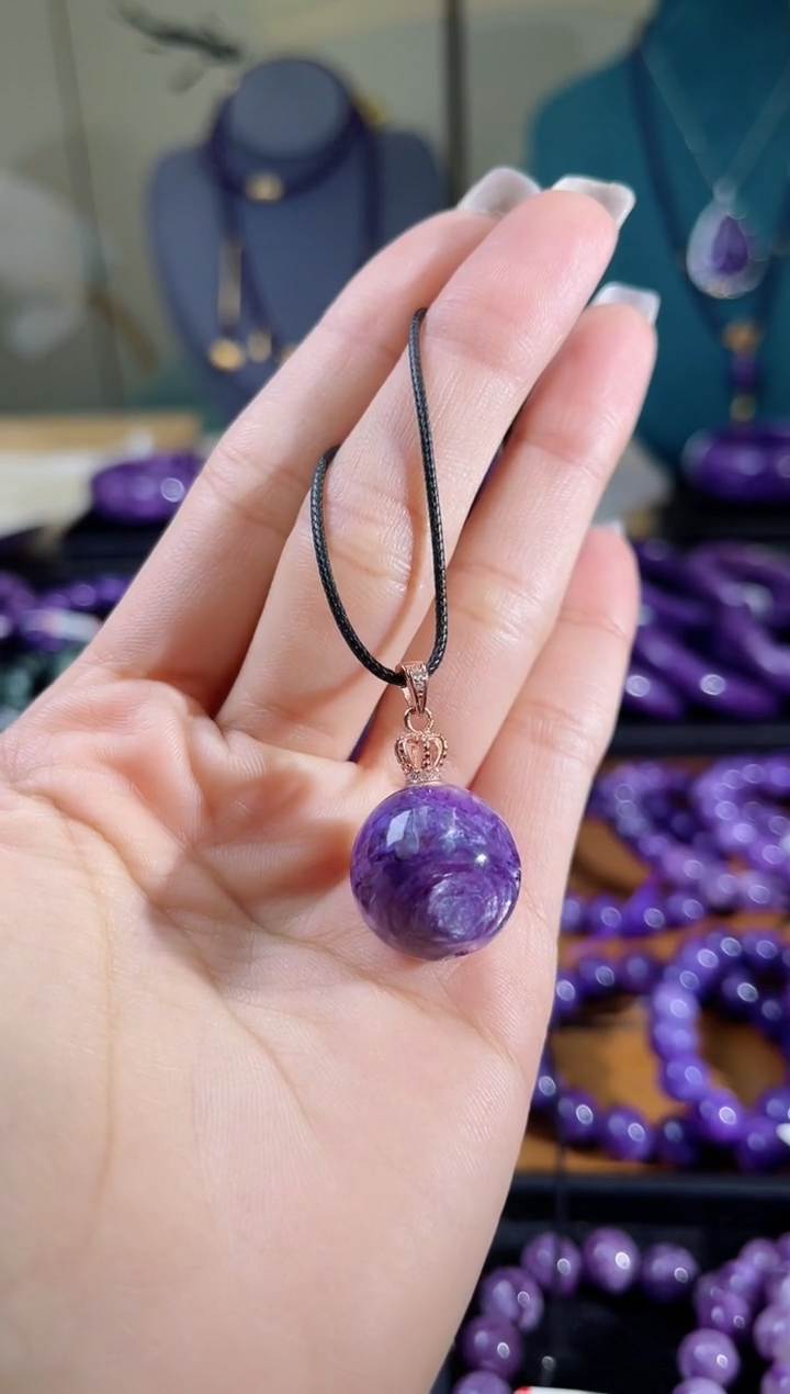 【闪购商品】查罗石（紫龙晶）吊坠未镶嵌锁骨珠