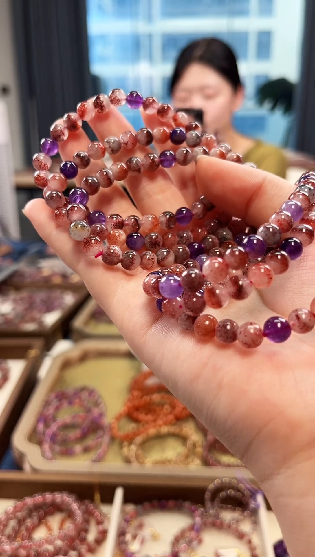 未镶嵌手串水晶桃花醉超七单圈手串6mm【多样性发一】