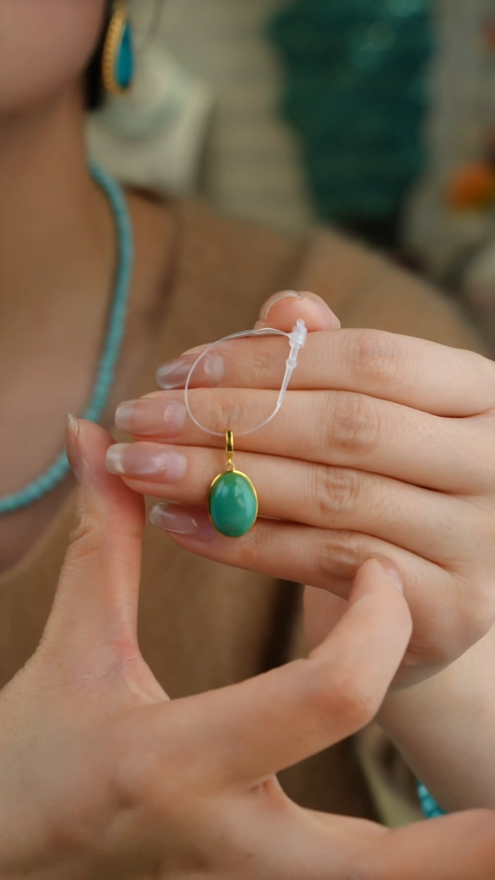 【闪购商品】绿松石吊坠(不含链)18K金镶嵌1