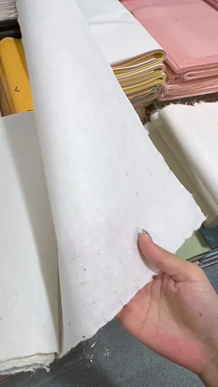 纯手工四尺对开25张奶白色槽底皮纸半生熟