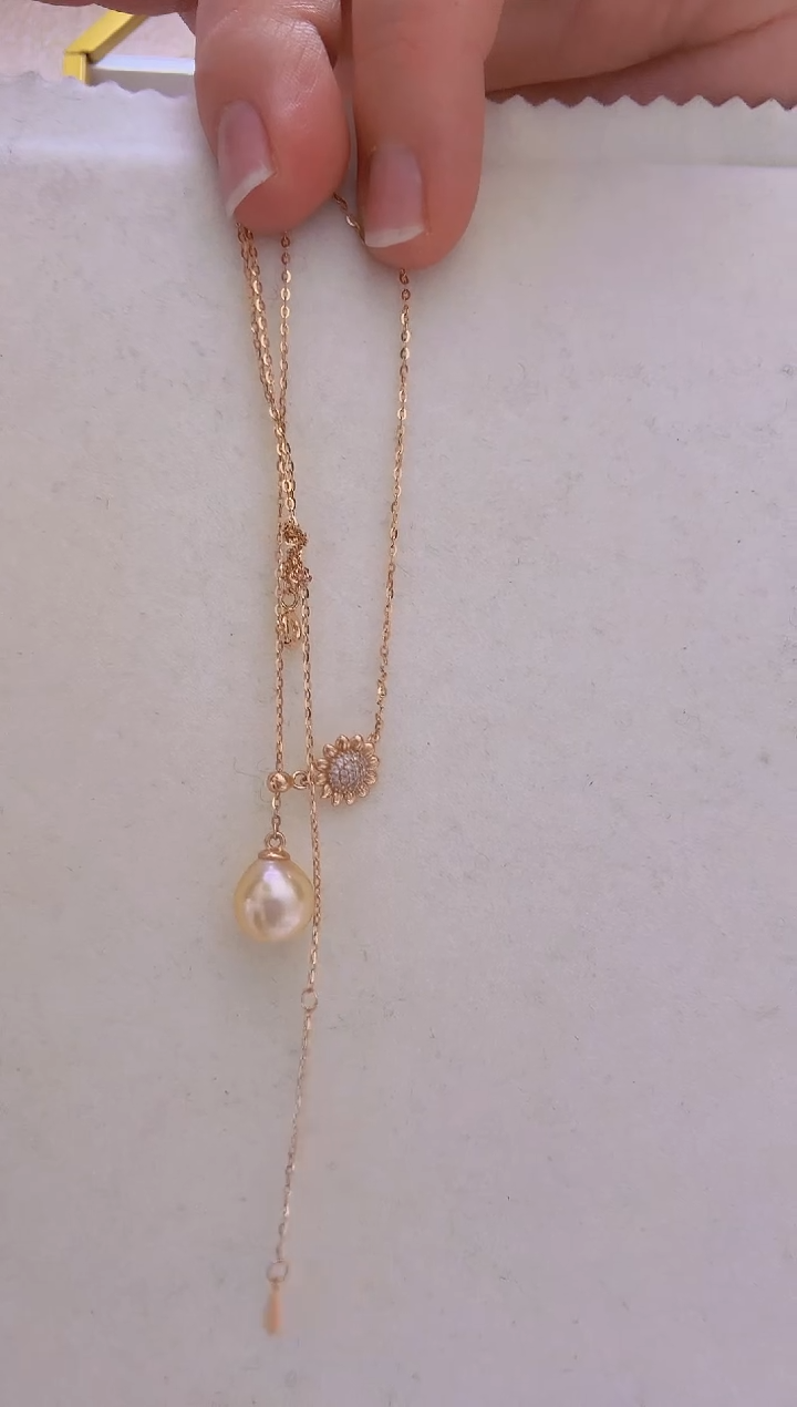 【闪购商品】海水珍珠颈饰未镶嵌南洋金珠9.8mm+S925银一体链