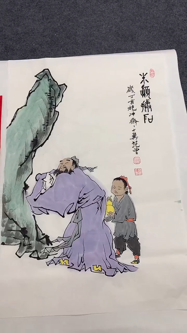 竖款精品开三人物，