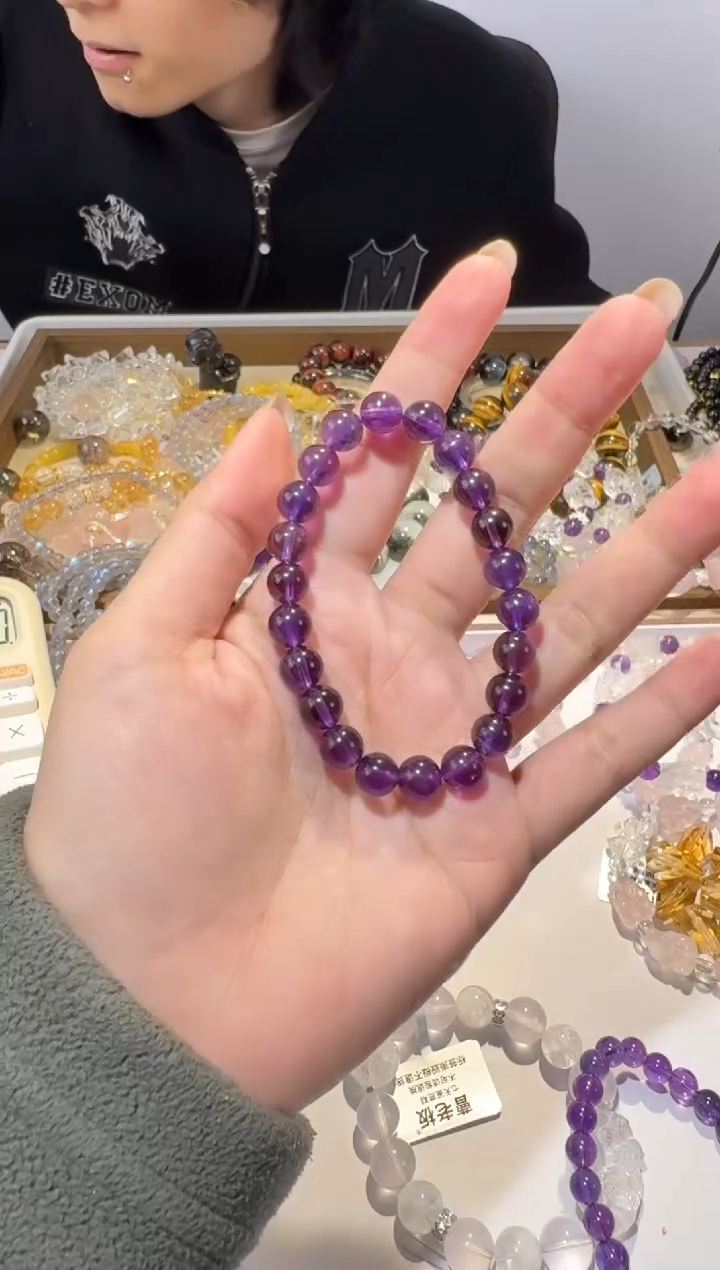 【闪购商品】紫晶手链未镶嵌7mm赞比亚紫水晶