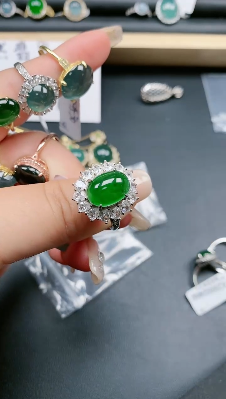 翡翠戒指银S925镶嵌11111111