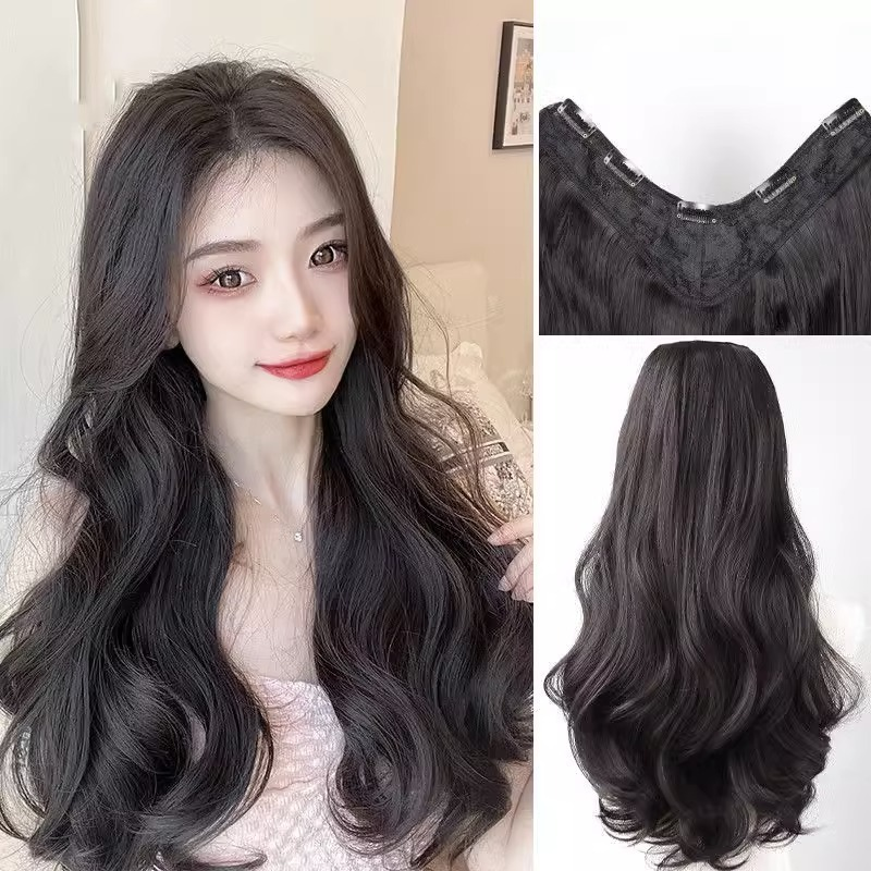 ┏┛热卖中┗┓v1型接发片女大波浪假发片蓬松隐形短发接 假发一片