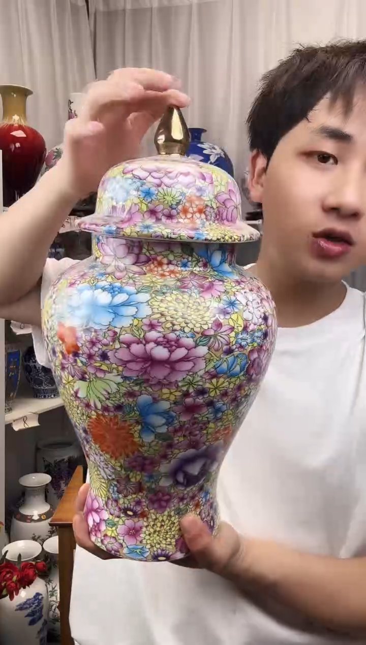 摆件景德镇万花将军罐