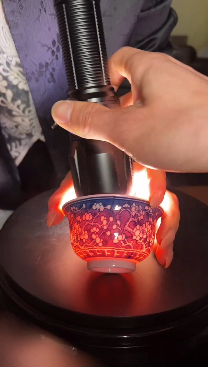 摆件瓷红稀土冰梅单杯