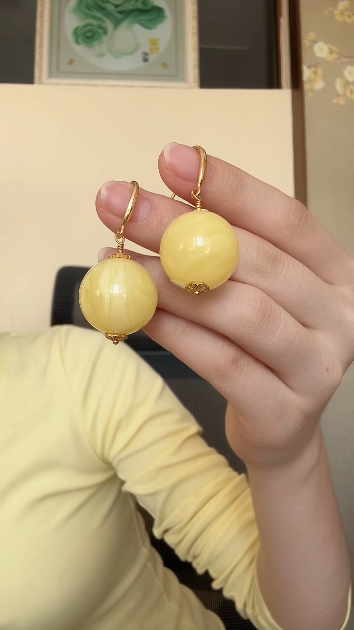 琥珀颈饰未镶嵌耳环