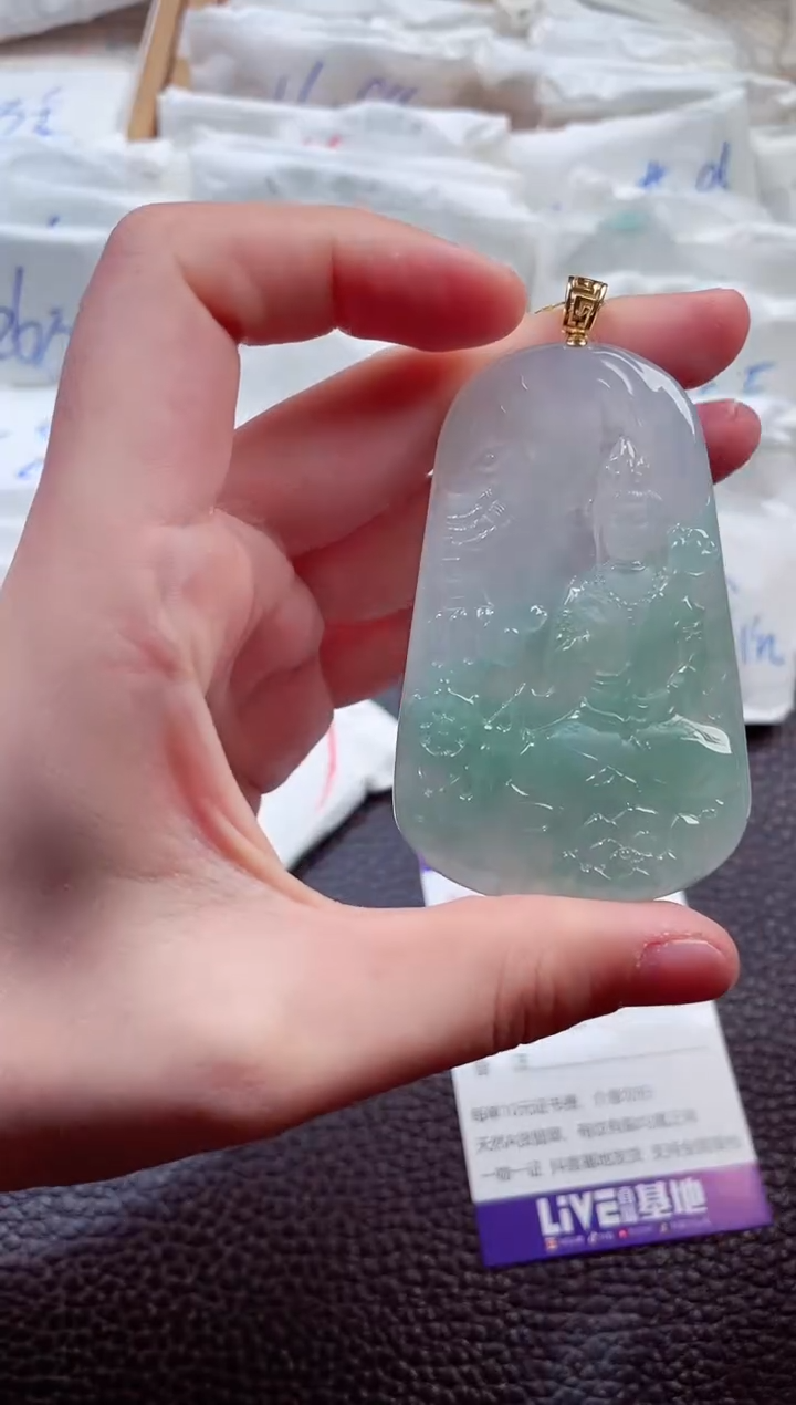 翡翠18K金镶嵌颈饰00000635普贤