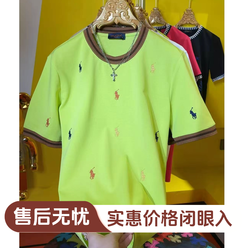 欧美简约短袖不属于图案标准T恤轻奢印花网红男装圆领春夏