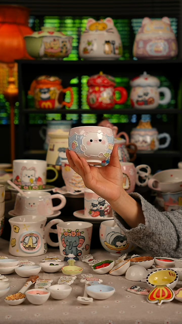 陶瓷无盖款景德镇高温釉下彩纯手绘创意瓷