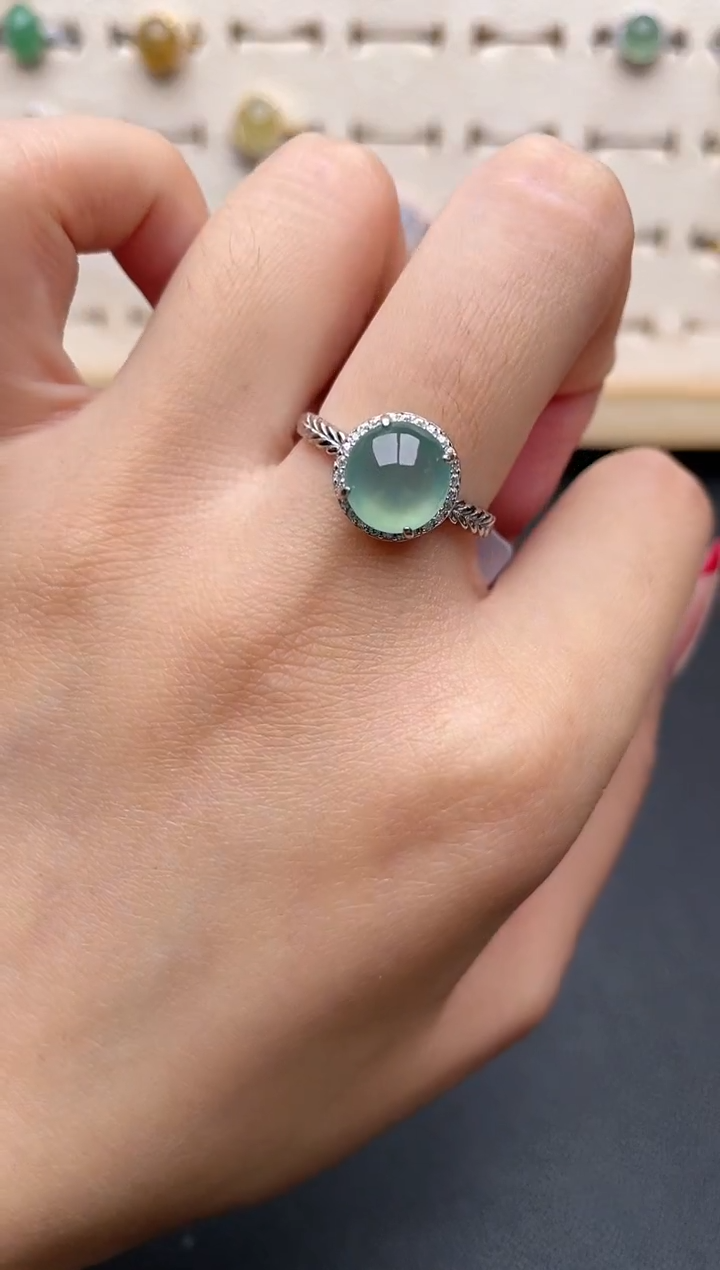 【闪购商品】翡翠戒指银S925镶嵌一物一证一礼盒