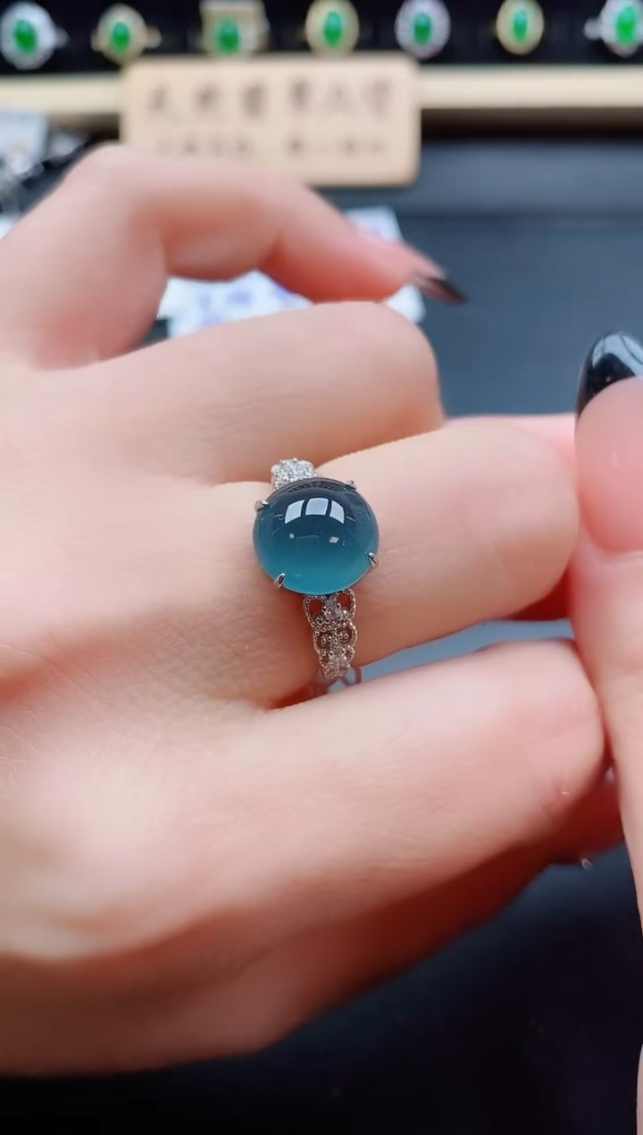 银S925镶嵌戒指翡翠1