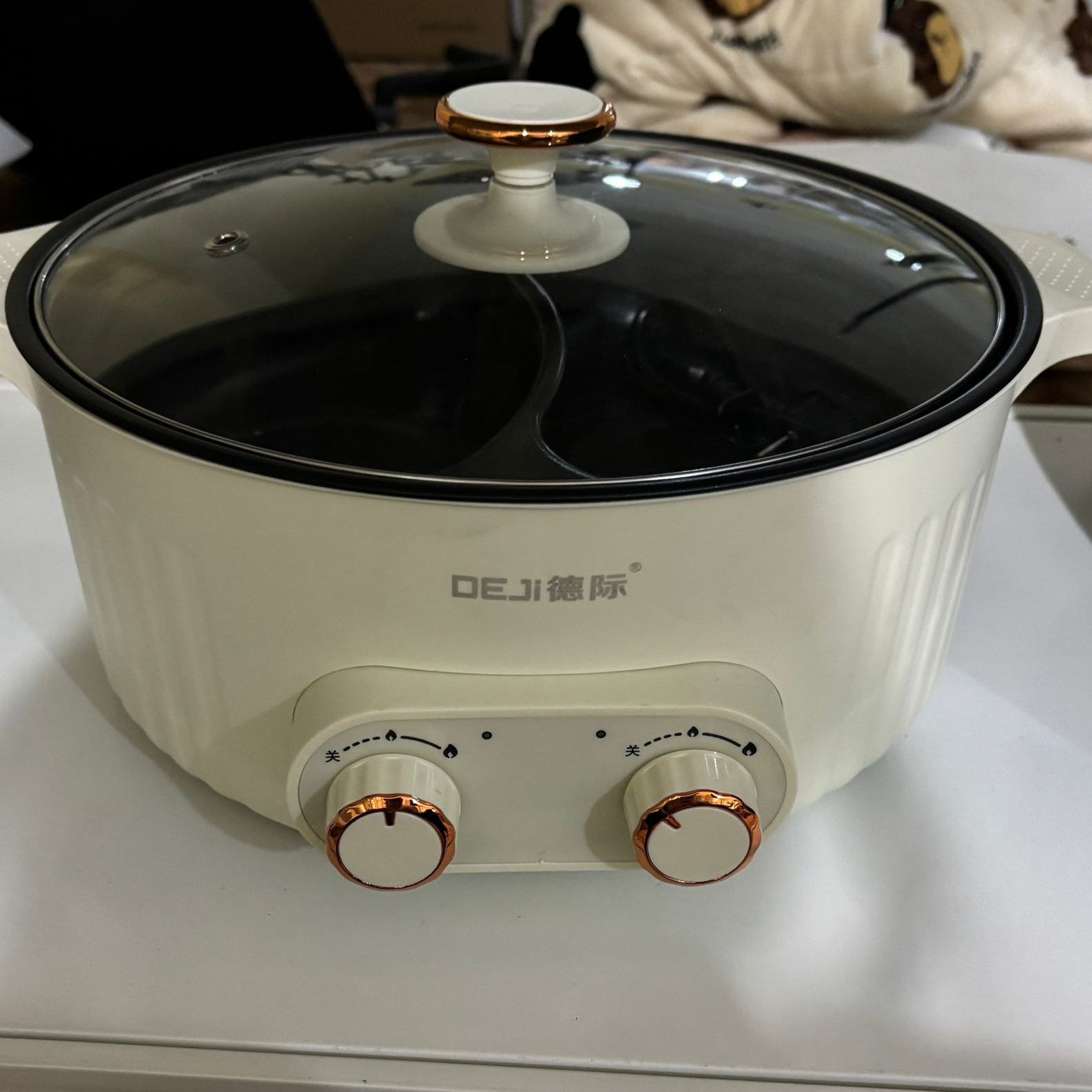 电热锅一体锅料理锅网红煮鸳鸯锅电炒锅不粘电火锅旋钮式