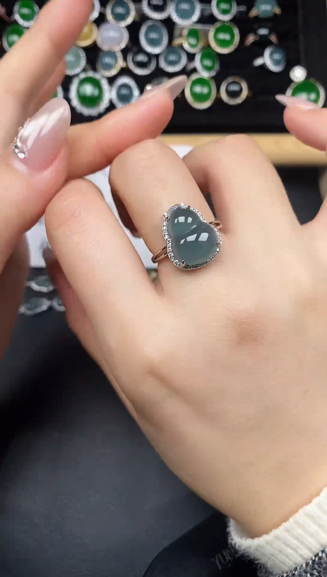 银S925镶嵌戒指翡翠27835