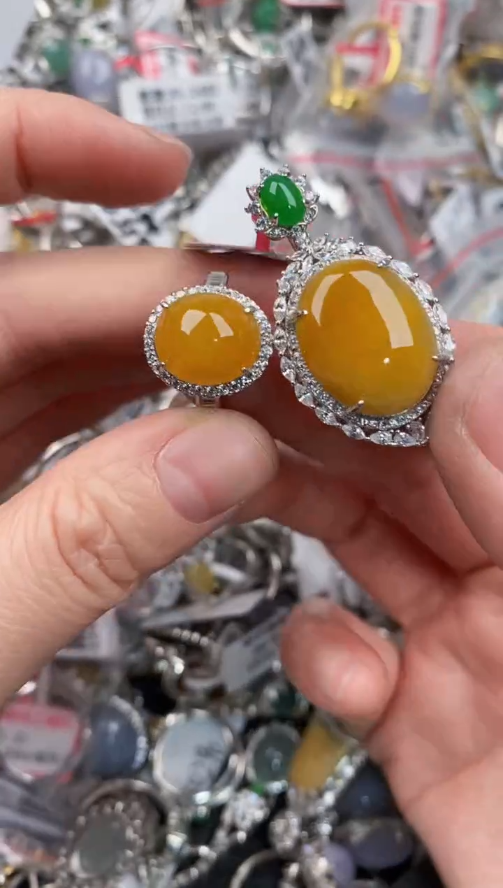 银S925镶嵌戒指翡翠999   7