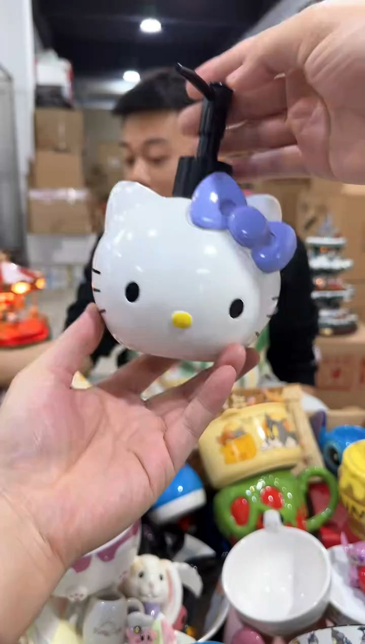 瓷片紫色kt猫头按压瓶