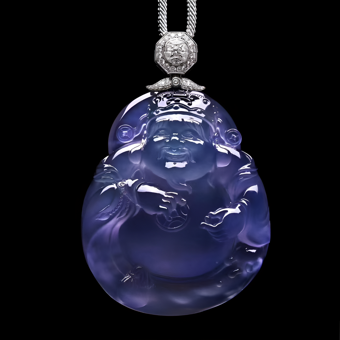 天然翡翠挂件气质紫色冰透高冰精雕镶嵌精美俏色女士坠链