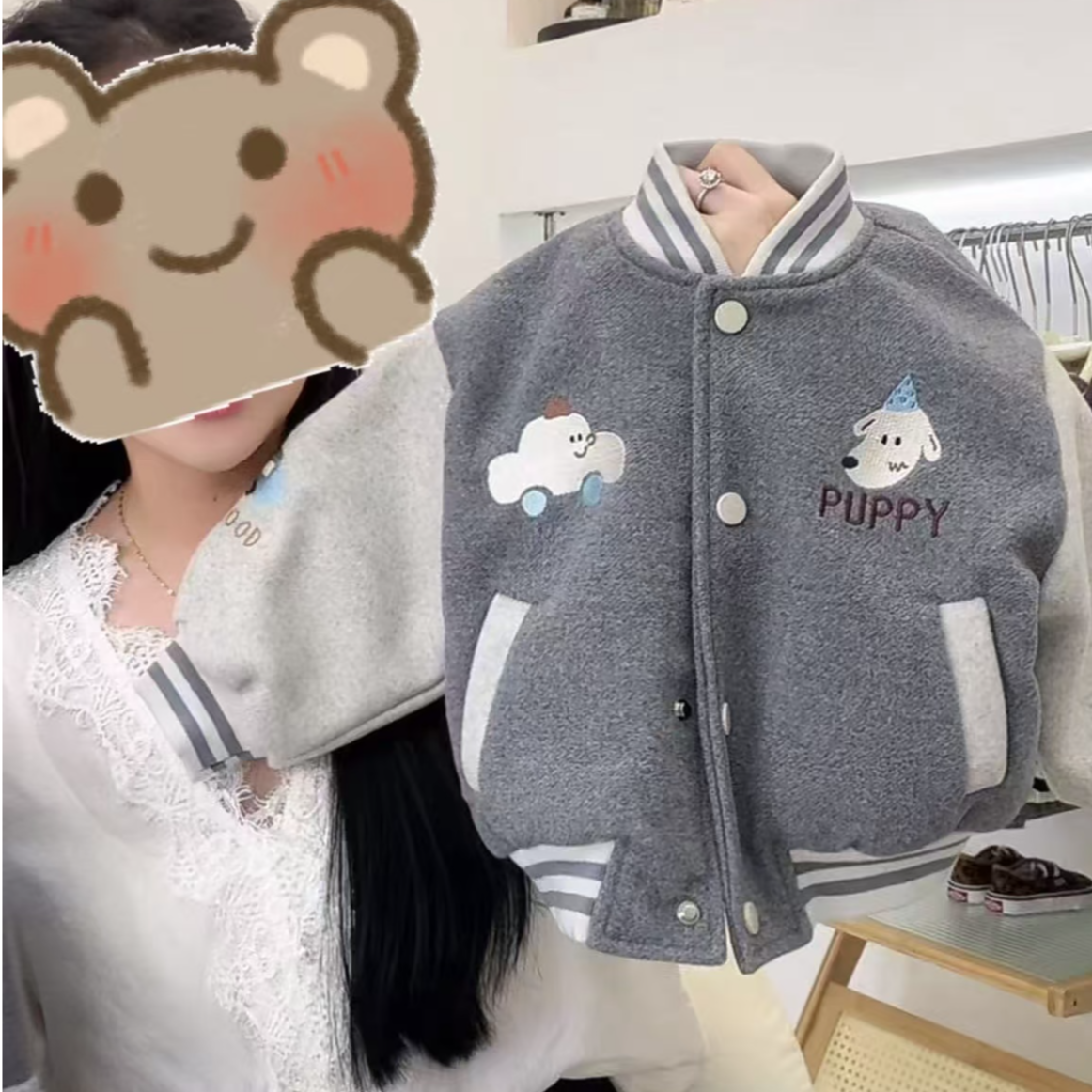 冬款韩版加厚款刺绣款棒球服儿童棉服外套 A205