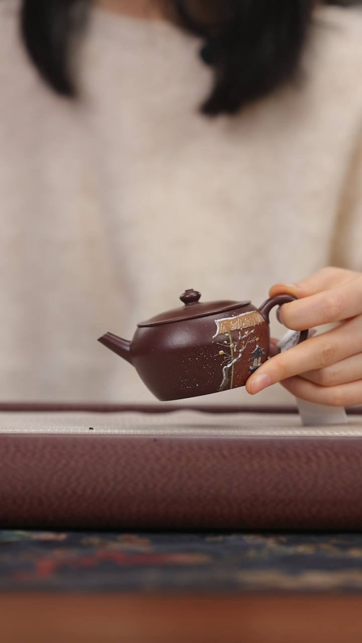 【闪购商品】紫砂茶壶jht紫袍玉砂 泥绘平安150cc