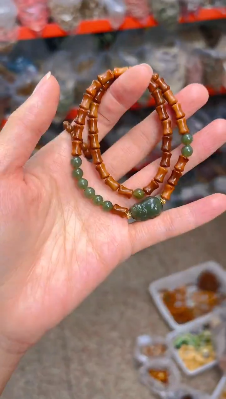 吊坠库克竹节双圈 貔貅