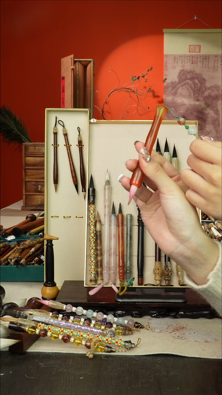 105号闪孤品高货毛笔链接 清水试笔 蘸墨不退