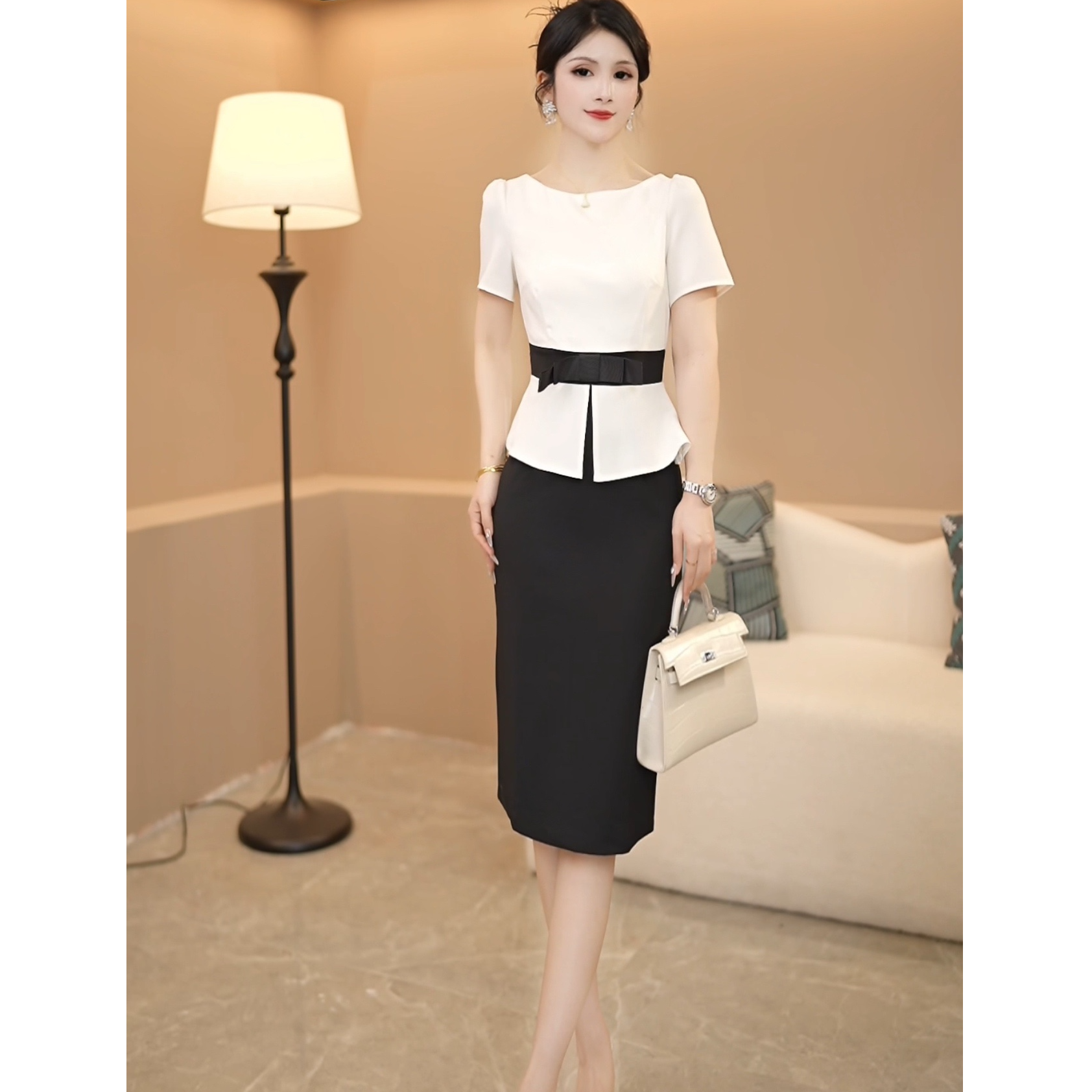 夏季名媛时尚小众包臀包臀显瘦气质拼接裙子女神范连衣裙1261