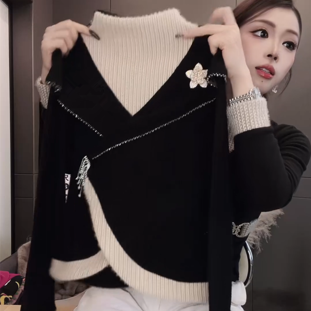 2025冬季新款 时尚贵气T恤打底衫设计感上衣