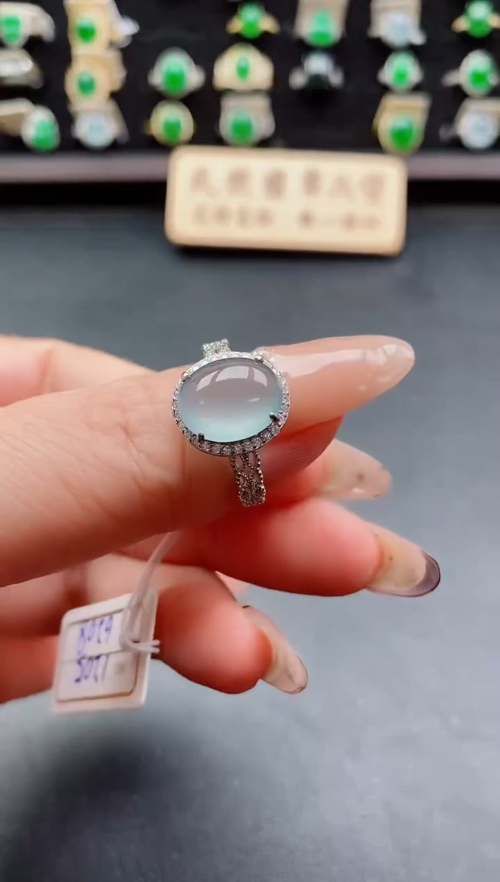 银S925镶嵌戒指翡翠1
