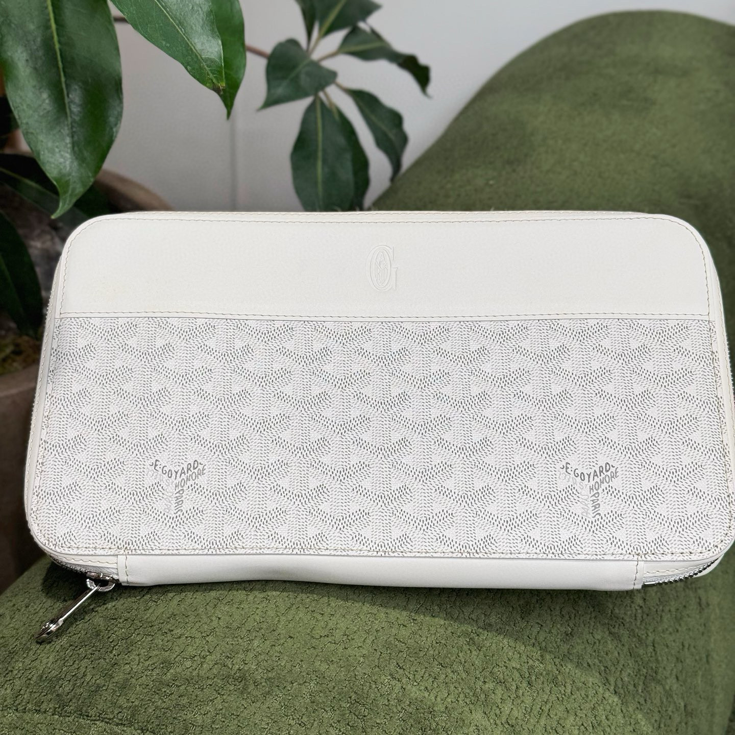 99新 Goyard Goyard戈雅 老佛爷 白色满印手拿包