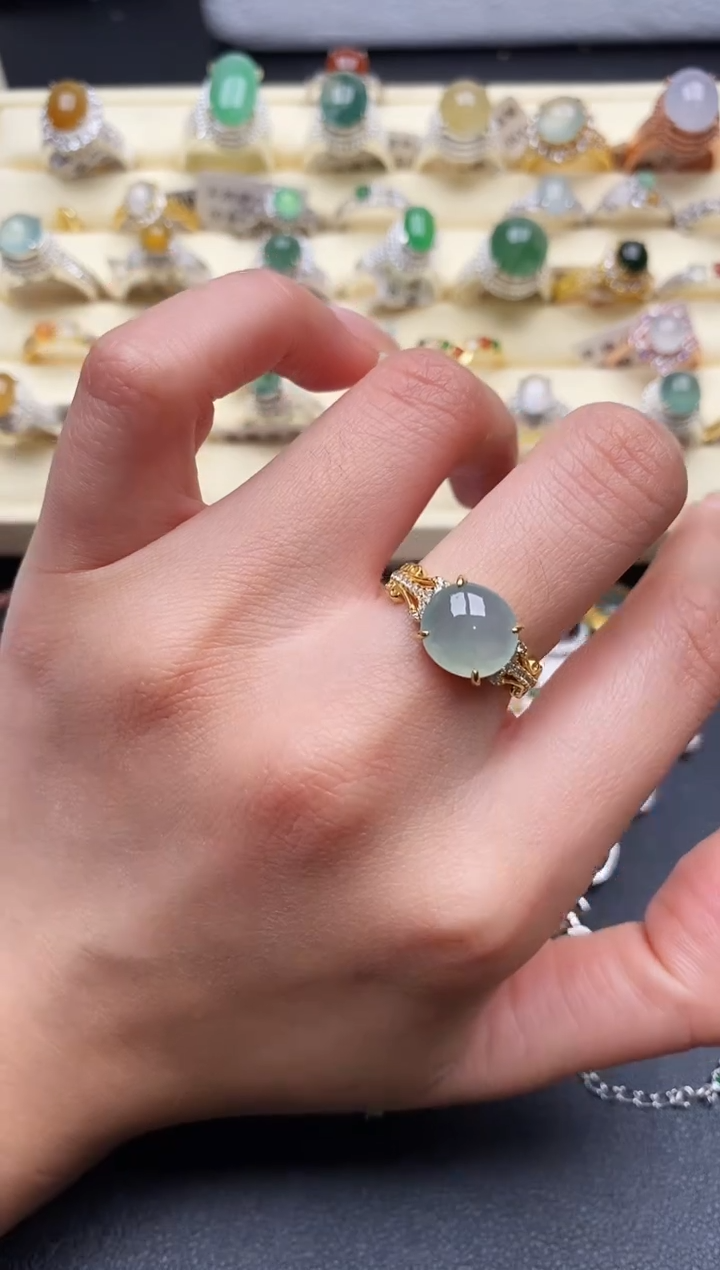 【闪购商品】翡翠戒指银S925镶嵌999999+1