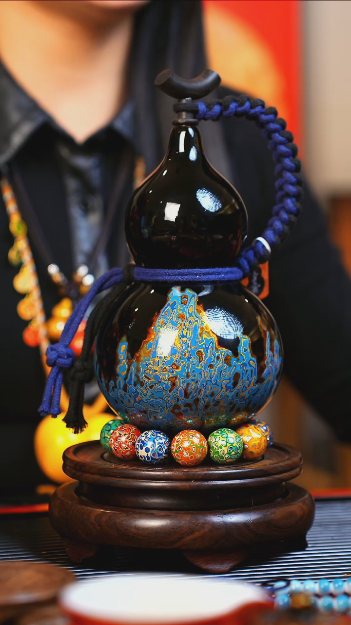 【闪购商品】JH030漆艺酒葫芦不包手串及旋转底座