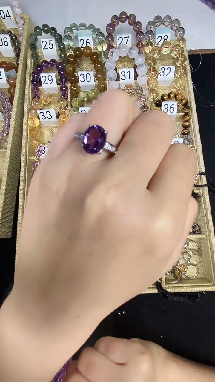 银S925镶嵌戒指水晶水晶戒指