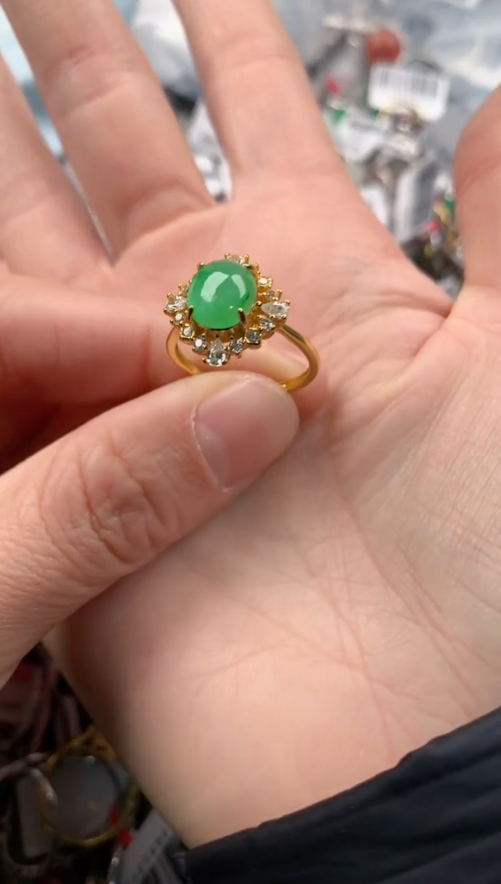 银S925镶嵌戒指翡翠333       1