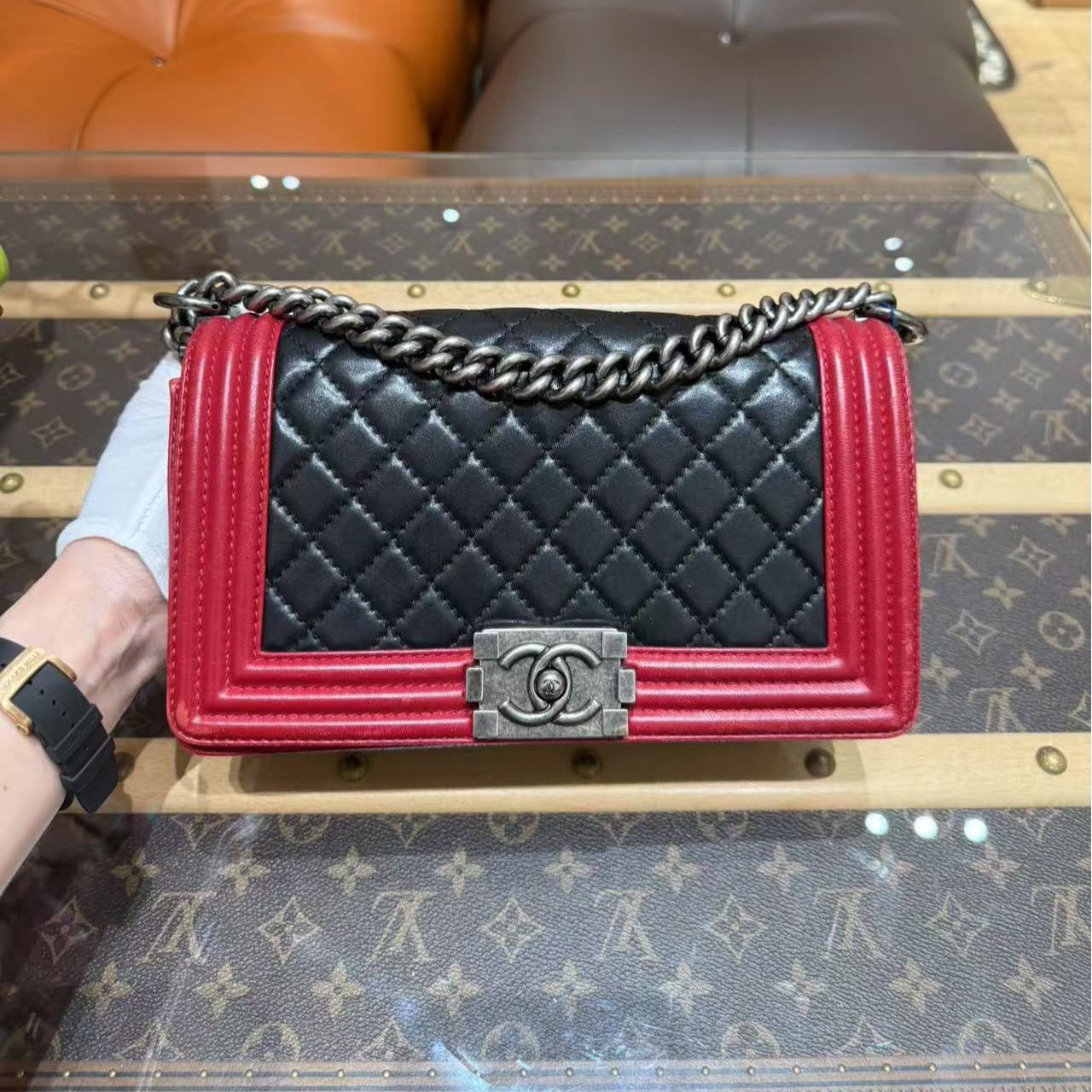 95新 Chanel/香奈儿 黑红拼色Leboy中号 单肩斜挎包！ 17开