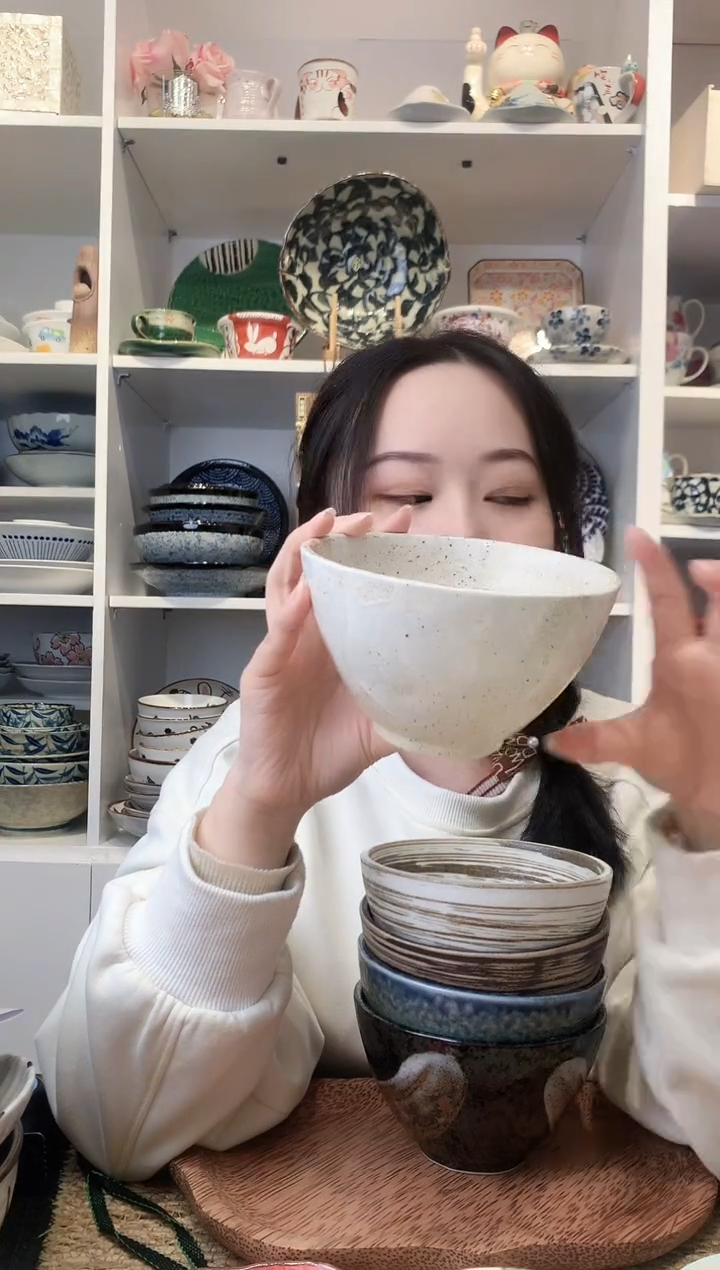 陶瓷志野烧斗笠饭碗13cm