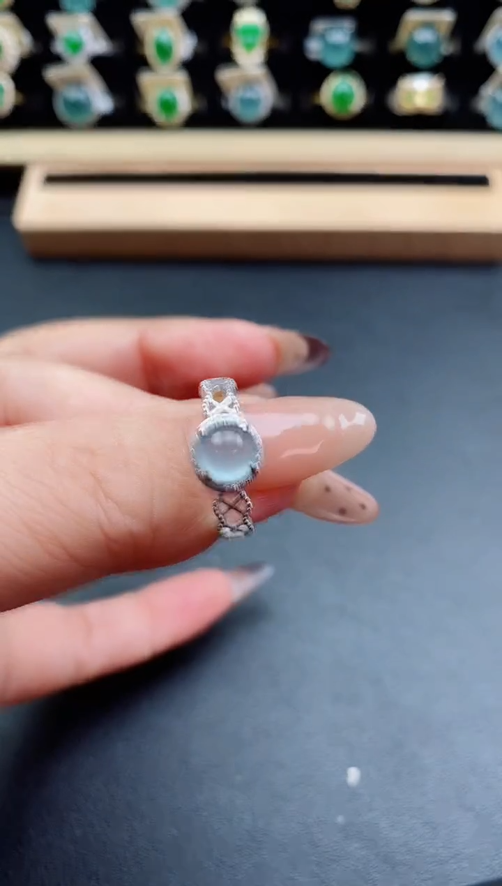 银S925镶嵌戒指翡翠1