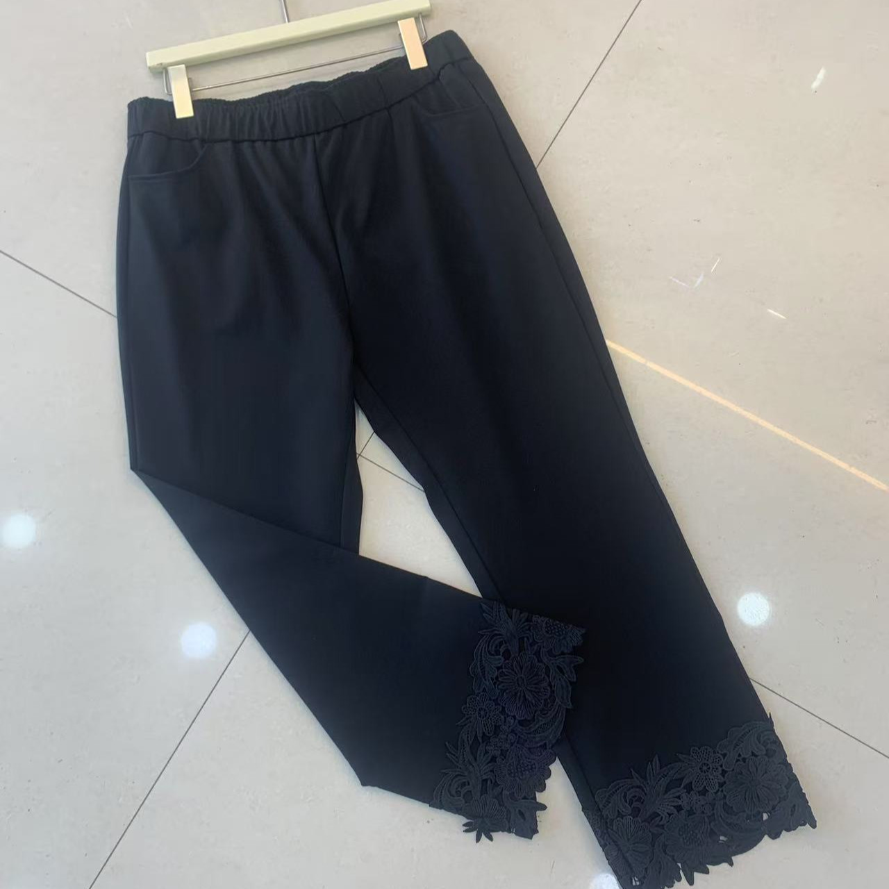 二姐家009芸24238新款蕾丝拼接显瘦休闲裤
