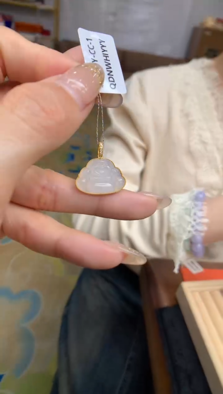 【闪购商品】翡翠颈饰18K金镶嵌佛公