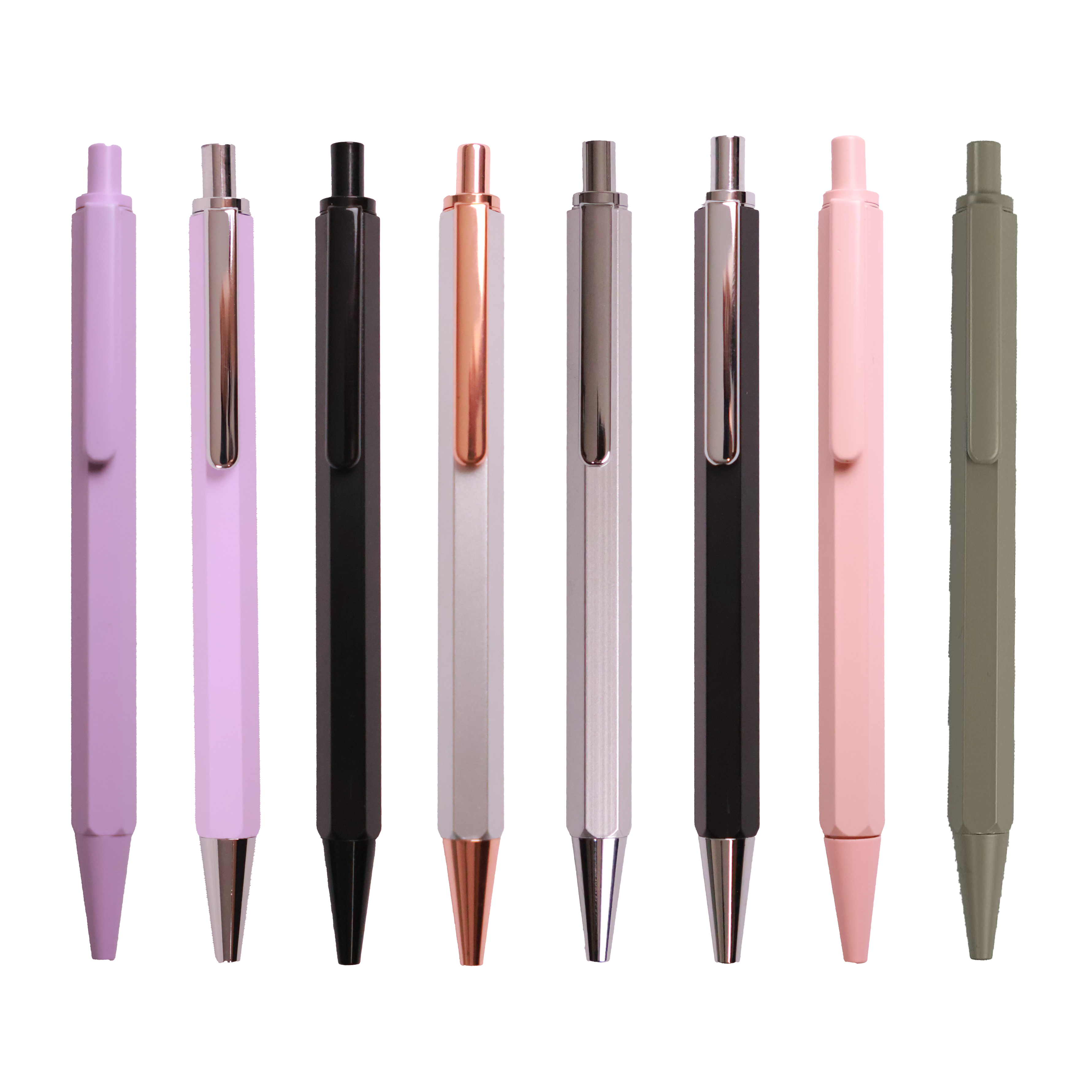 金属按动圆珠笔六棱边防滚落便携商务办公广告礼品笔年轻学生