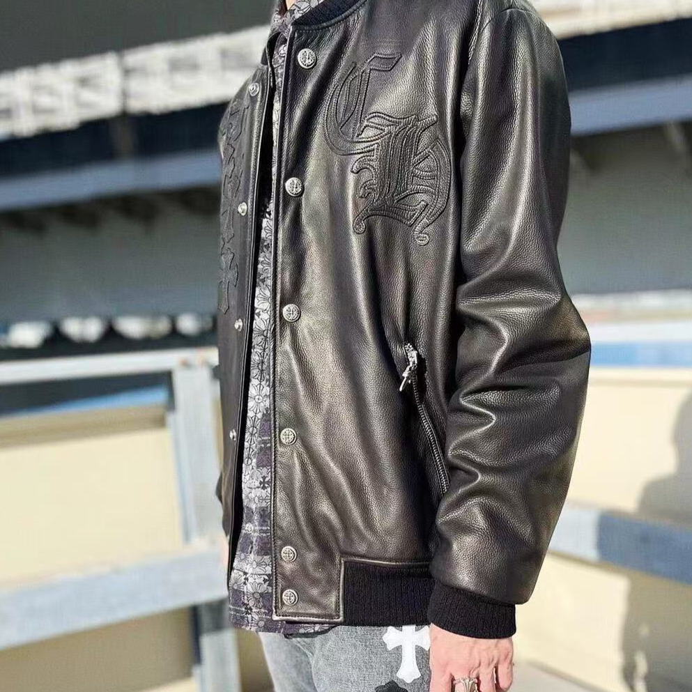 chrome hearts克罗心银饰贴皮满满的一件棒球服  S码