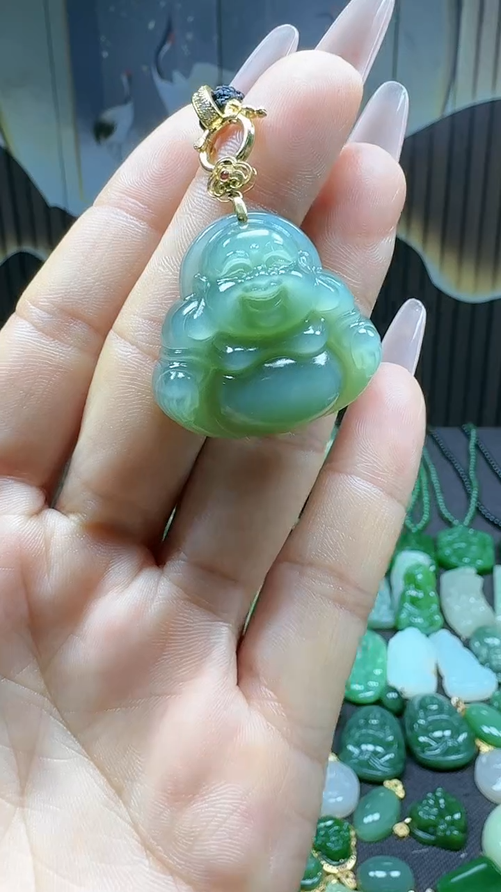 【闪购商品】和田玉吊坠(不含链)18K金镶嵌1