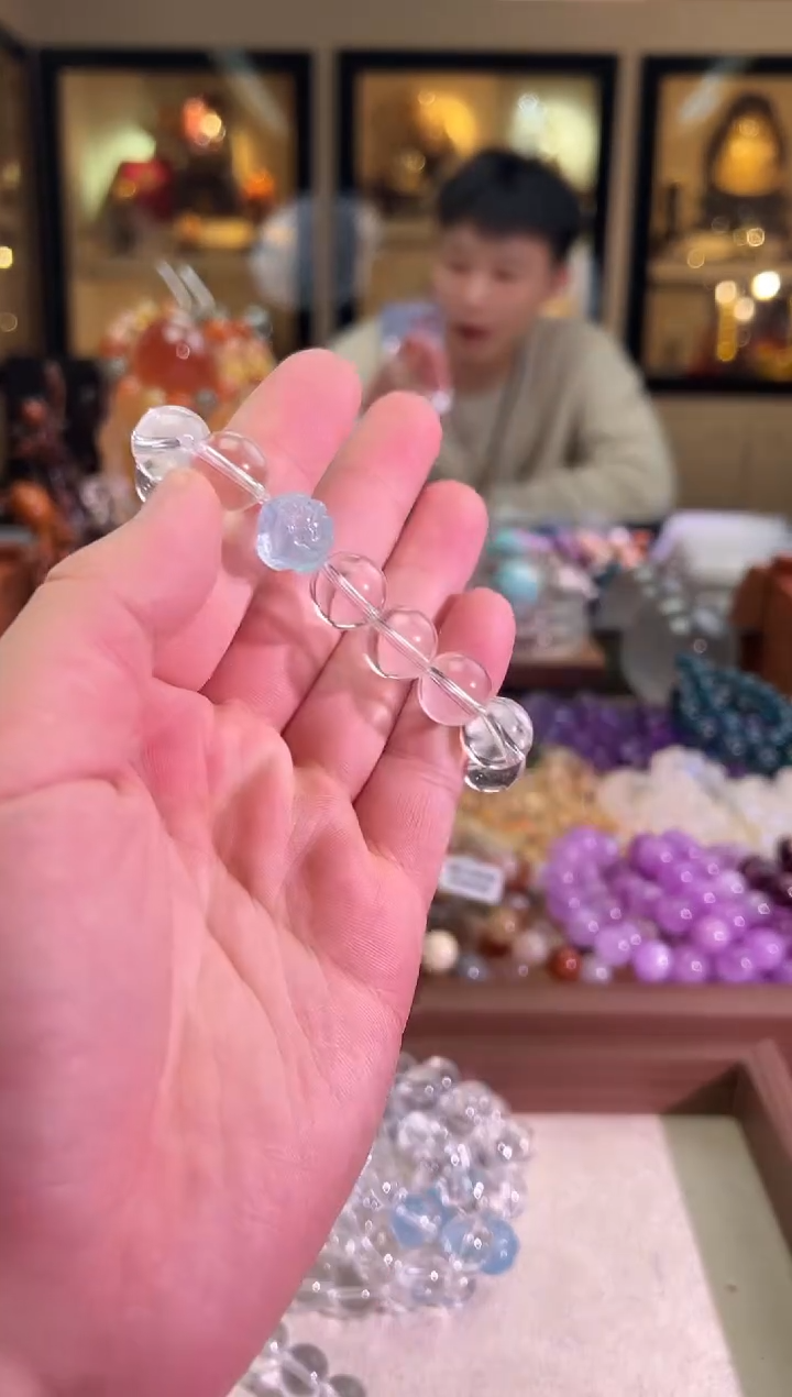 未镶嵌手链水晶13.5mm+白水海蓝宝狐球DIY（多样性发一）